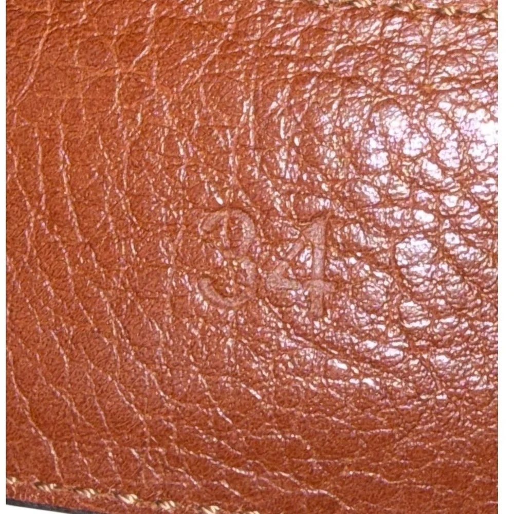 Johnston & Murphy Belt Mens Leather Pebbled Brown Contrast Stitch Classic 34